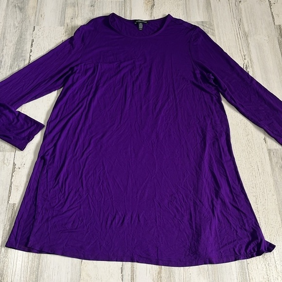 Eileen Fisher Purple Crewneck Split Hem Tunic Top Size M - Picture 2 of 7